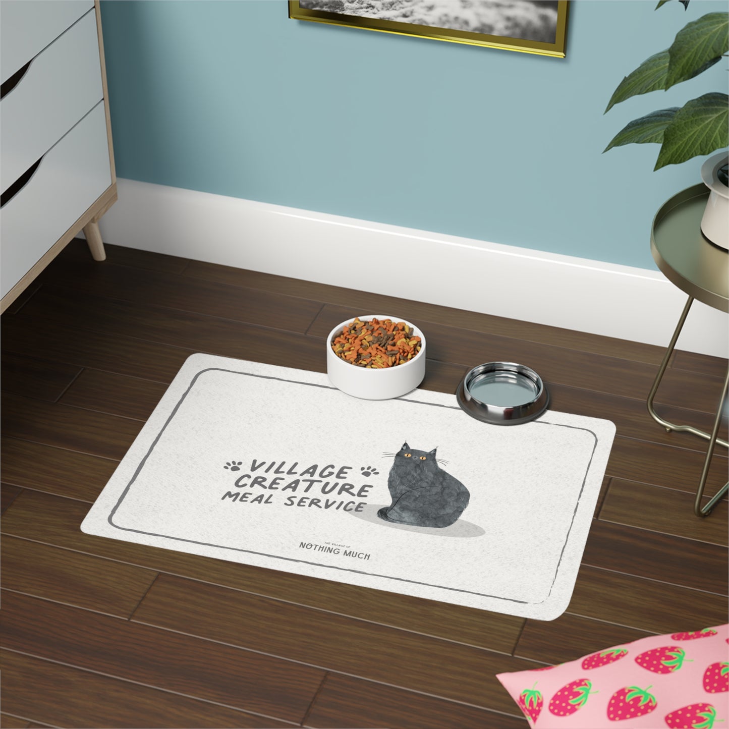 Village Creature Meal Service Pet Food Mat | Cinder the Cat