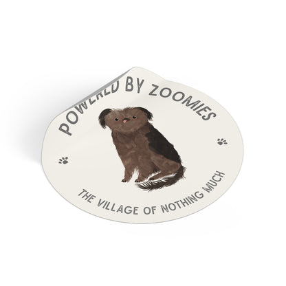 Powered by Zoomies Round Vinyl Sticker | Crumb