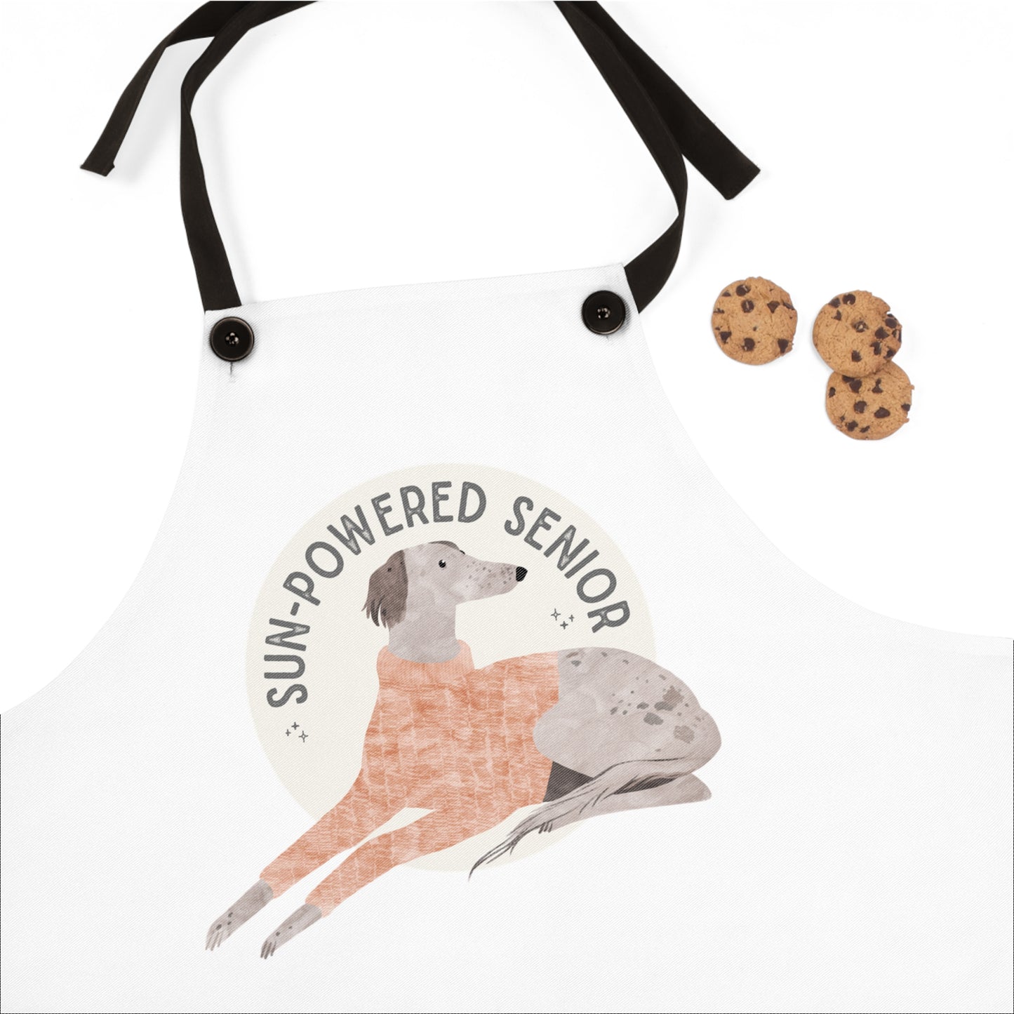 Sun-Powered Senior Apron | Birdie the Greyhound