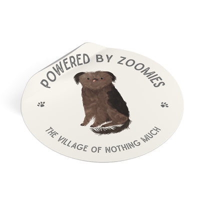 Powered by Zoomies Round Vinyl Sticker | Crumb