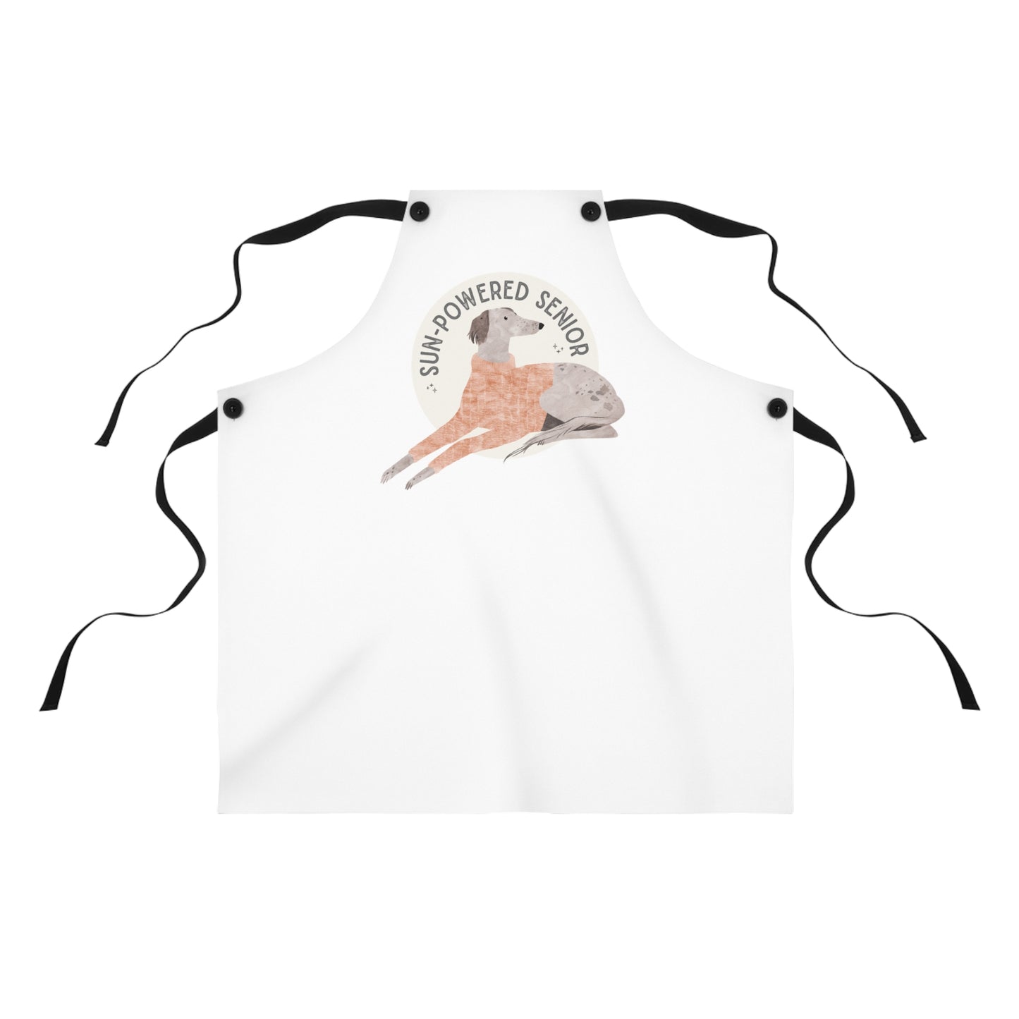 Sun-Powered Senior Apron | Birdie the Greyhound