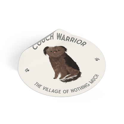 Couch Warrior Round Vinyl Sticker | Crumb