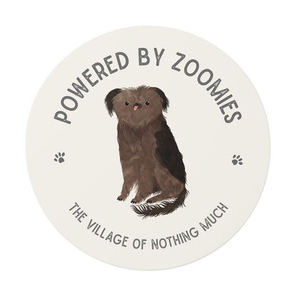 Powered by Zoomies Round Vinyl Sticker | Crumb