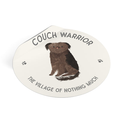 Couch Warrior Round Vinyl Sticker | Crumb
