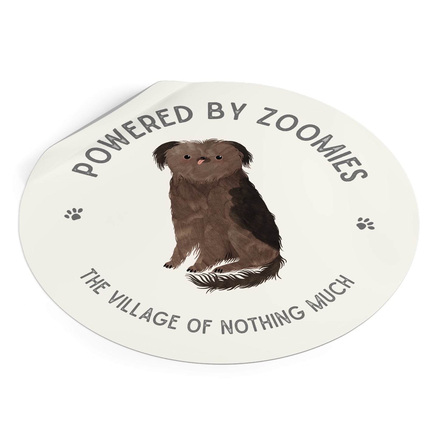 Powered by Zoomies Round Vinyl Sticker | Crumb