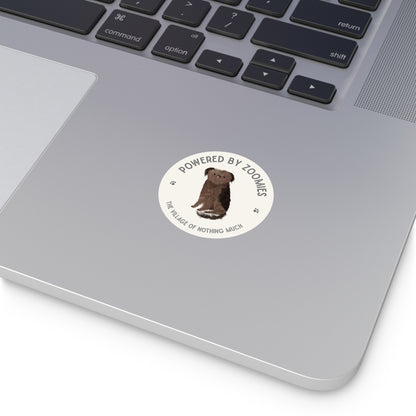 Powered by Zoomies Round Vinyl Sticker | Crumb