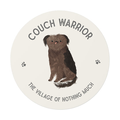 Couch Warrior Round Vinyl Sticker | Crumb