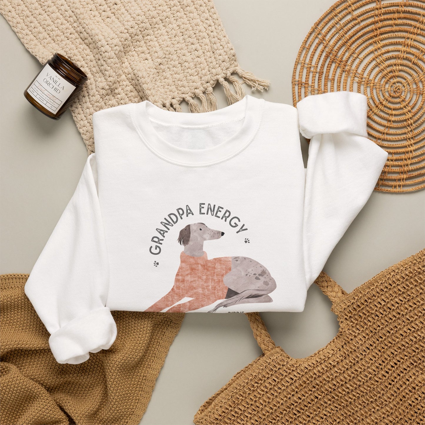 Grandpa Energy Crewneck Sweatshirt | Birdie the Greyhound