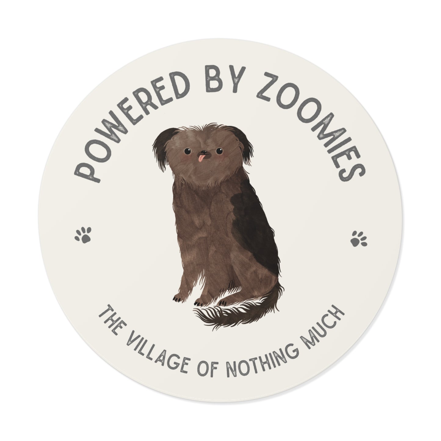 Powered by Zoomies Round Vinyl Sticker | Crumb