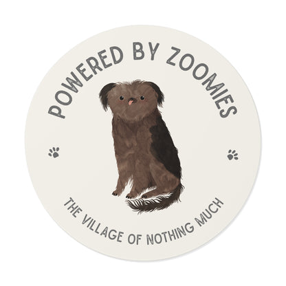 Powered by Zoomies Round Vinyl Sticker | Crumb