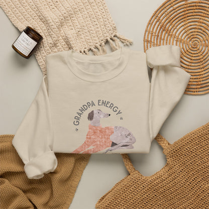 Grandpa Energy Crewneck Sweatshirt | Birdie the Greyhound