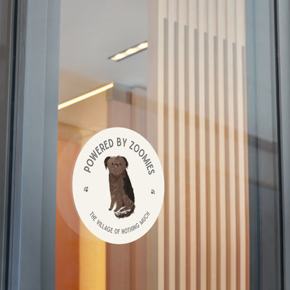Powered by Zoomies Round Vinyl Sticker | Crumb
